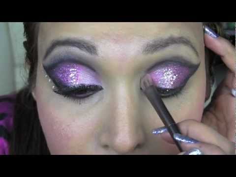 Glitter Makeup on Super Pink Glitter  Smokey  Cut Crease  Cat Eye Makeup Tutorial