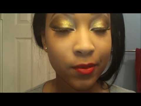 Glitter  on Burlesque Gold Eye Glitter Full Face Makeup Tutorial   Popscreen