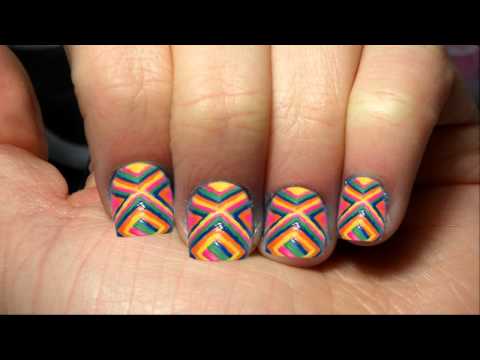 rainbow tribal nail art tutorial (short nails) | PopScreen