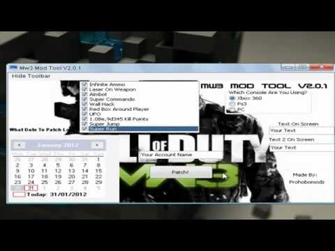 MW3 Mod Tool XBOX 360,PS3,PC AimBot,Wall Hack,infinite Ammo